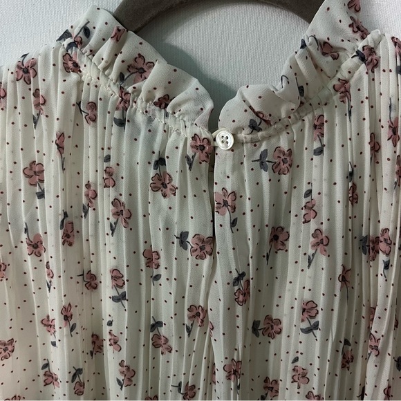 Carly Jean Los Angeles dress S small Ivory white floral High neck Pleated Womens - Picture 9 of 9